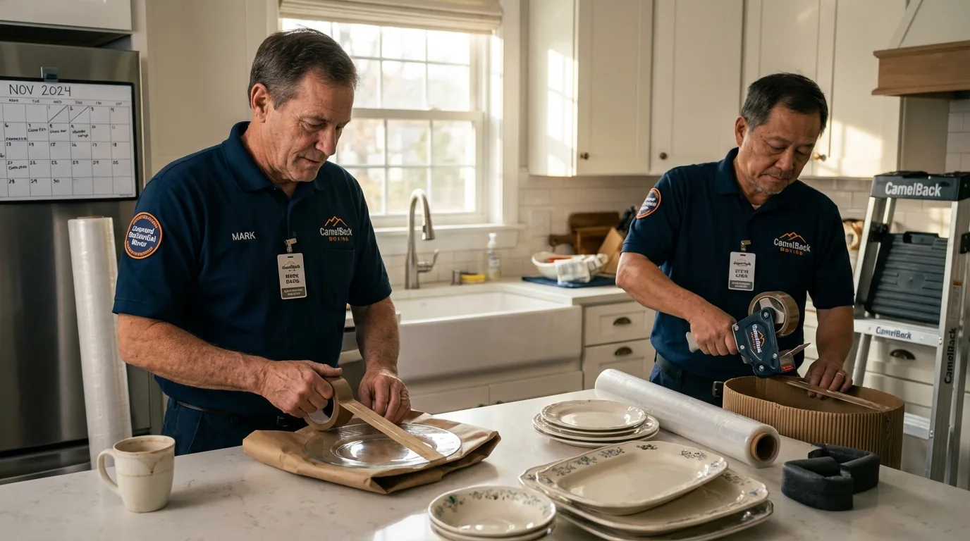 Professional crew packing kitchen dishware in Imperial, PA